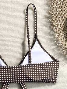 Swim Mod Women's Summer Brown Leopard Print Spaghetti Strap Sexy Beach Vacation Bikini Swimwear 2 Pieces Set - Brown - View 7