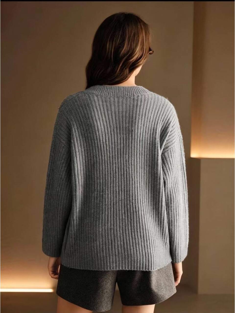 Autumn/Fall Elegant Casual Lazy Knit 3D Striped Pearl Sequin V-Neck Pullover Dark Grey Sweater, Winter, Going Out, Leisure, Formal, Party Everyday