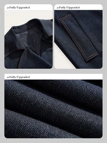 Anewsta Autumn/Winter Elegant Vintage Commute Double-Breasted Lapel Cinched Waist Waist Long Knee-Length Blue Women's Trench Coat, Suitable For Commute, Daily, Date - Blue - View 3