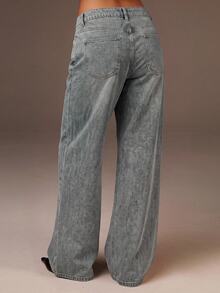 Athîral Denim 女款休閒復古牛仔褲，辦公休閒，寬腿牛仔褲，女款牛仔長褲，女款牛仔褲，女款長褲，外出穿搭，酷女孩，秋冬 - 藍色 - 查看 2