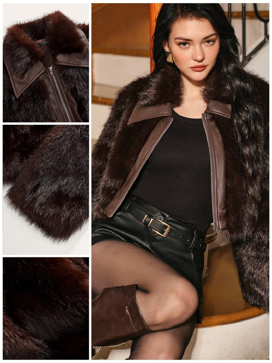Anewsta European Women's Autumn/Winter Fur Coat Short Plush Collar Jacket
