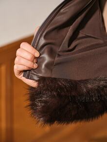Anewsta European Women's Autumn/Winter Fur Coat Short Plush Collar Jacket - Coffee Brown - View 10