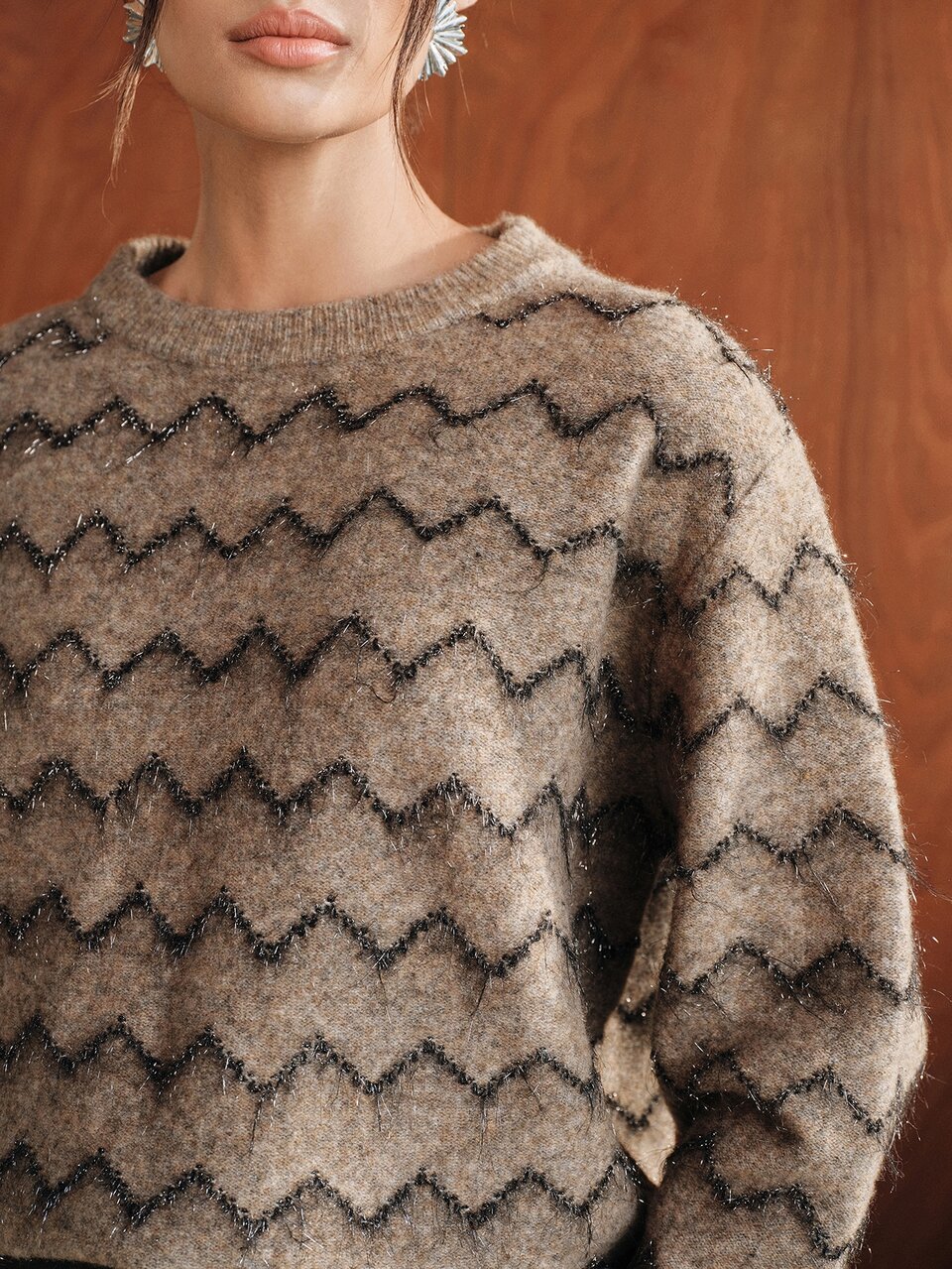 Pattern Drop Shoulder Sweater