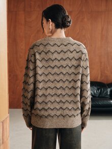 Anewsta Pattern Drop Shoulder Sweater - Rust Brown - View 7