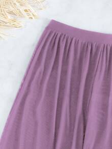 Summer Beach Solid Color Separated Bathing Suit 3-Piece Set - Lilac Purple - View 4