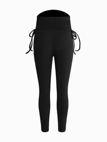 Modmama Adjustable Waistband Maternity Casual Leggings - Black - View 3