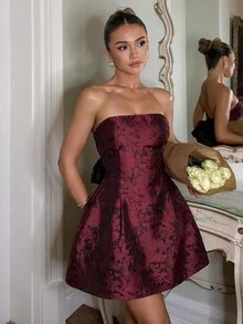 Glamine Charm Women's Backless Strapless Dress, Women's Evening Party Night Out Dress Wedding Wedding Burgundy Sexy Elegant - Multicolor - View 7