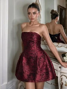 Glamine Charm Women's Backless Strapless Dress, Women's Evening Party Night Out Dress Wedding Wedding Burgundy Sexy Elegant - Multicolor - View 8