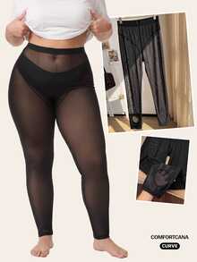 Comfortcana Plus Size Women Black Leggings - Black - View 8
