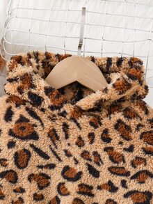 SHEIN Kids Young Girl Leopard Print Hoodie And Autumn Pants Casual Set - Multicolor - View 7