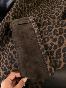 DAZY Women's Autumn/Winter Thermal Lined Leopard Print Jeans - Brown - View 9