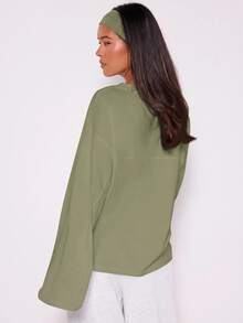 MUSERA Loose Long Sleeve Top Casual Capsule Wardrobe Everyday Oversized Tees Holiday Vacation Spring Summer - Green - View 3