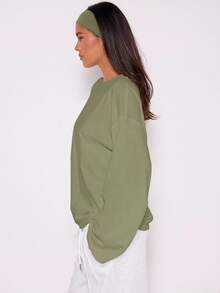 MUSERA Loose Long Sleeve Top Casual Capsule Wardrobe Everyday Oversized Tees Holiday Vacation Spring Summer - Green - View 2