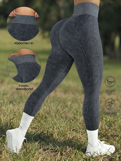 WanderVale Leggings casuales y deportivos de unicolor para mujer
