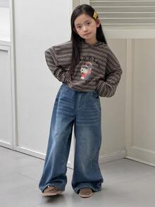DAZY Tween Girl) Designer Straight Leg Washed Distressed Denim Jeans, Autumn/Winter - Medium Wash - View 4