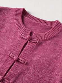 Flora Isola Flora Isola Elegant Ru Yi Button Long Sleeve Cardigan For Women - Hot Pink - View 8