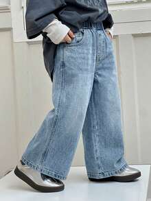 DAZY Young Boy Loose Straight Leg Jeans, All-Match Versatile Pants For Autumn - Light Wash - View 5
