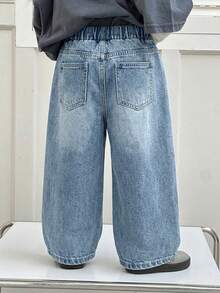 DAZY Young Boy Loose Straight Leg Jeans, All-Match Versatile Pants For Autumn - Light Wash - View 6