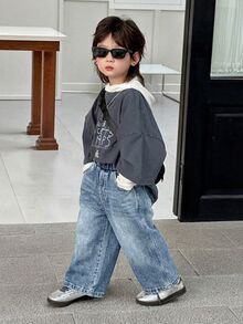 DAZY Young Boy Loose Straight Leg Jeans, All-Match Versatile Pants For Autumn - Light Wash - View 4