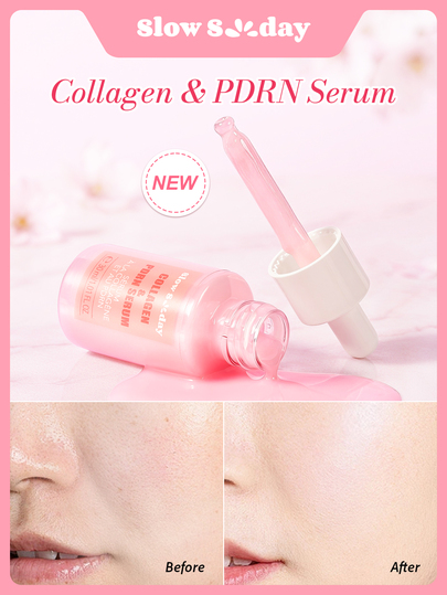 Slow Sunday Collagen & PDRN Serum, Pink Glow Serum, With Collagen & Niacinamide & Salmon DNA PDRN, Smoothing & Firming & Brightening, For A Plump & Dewy Glow, Ideal For Pre-Makeup, Korean Skincare, For Summer & Autumn, Halloween