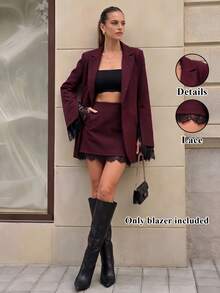 Selenza Lapel Neck Single Button Blazer - Multicolor - View 1