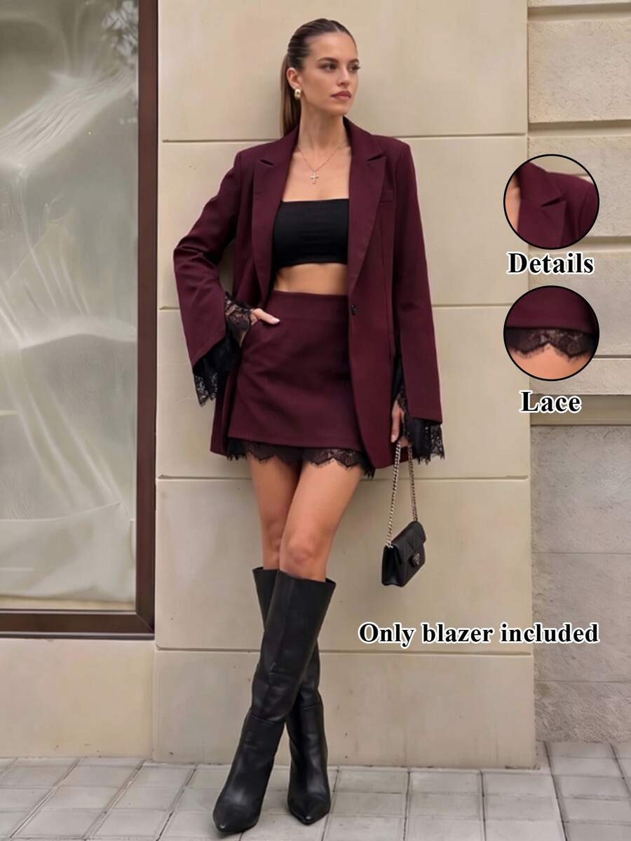 Selenza Lapel Neck Single Button Blazer - Multicolor - View 1