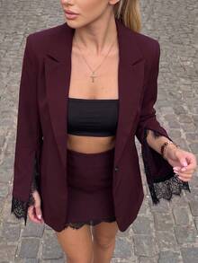 Selenza Lapel Neck Single Button Blazer - Multicolor - View 6
