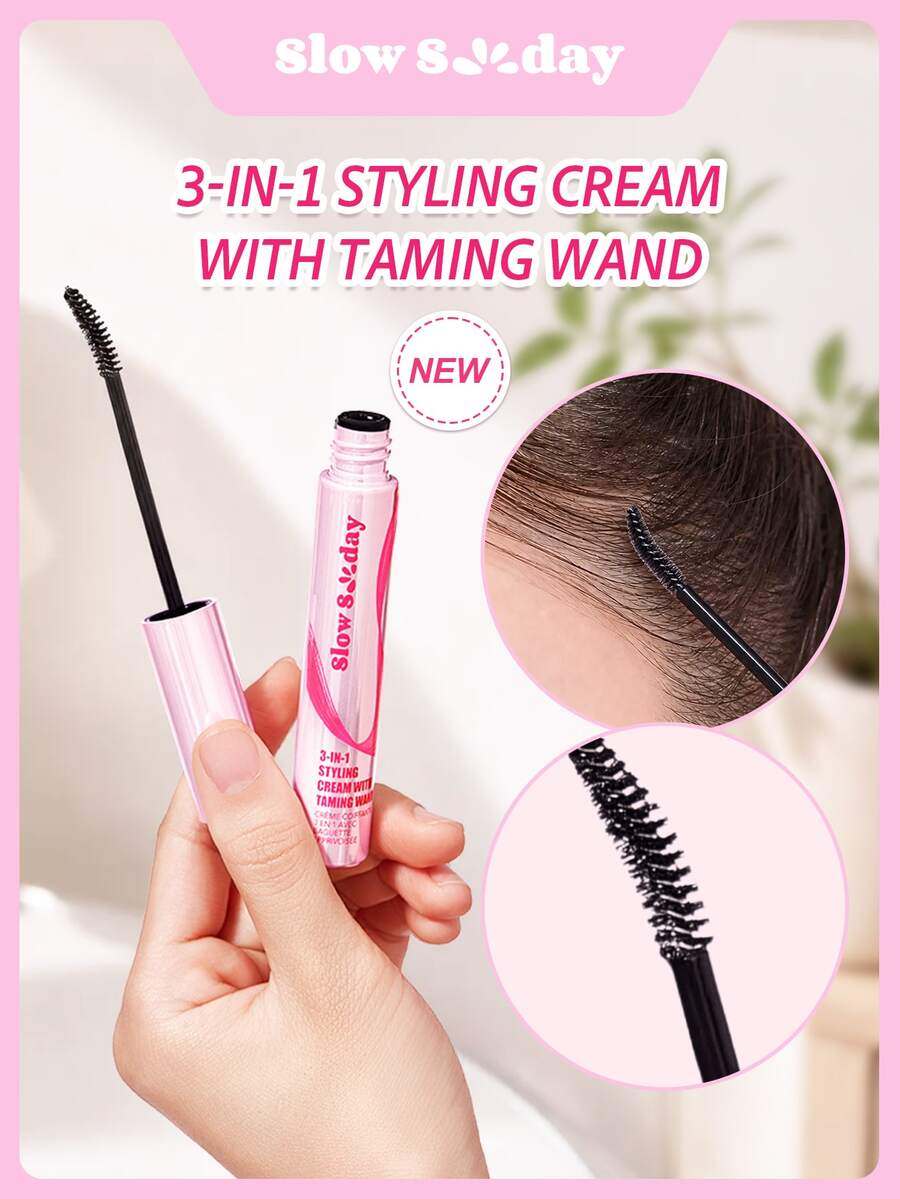 Slow Sunday 3-In-1 Styling Cream With Taming Wand, Slick Down Flyaways, Tame Frizz, Style Edges, Suitable For All Hair Types, Good Choice For Vacation, Travel Essentials, Halloween, Suitable For Summer Hair Styling - Styling Cream with Taming Wand - View 1