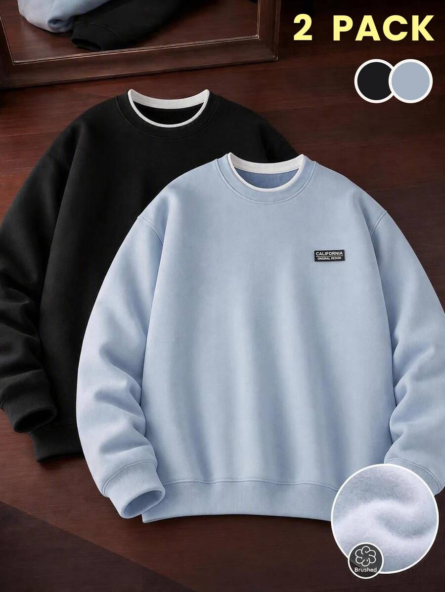 HIMLAND Men's 2-Pack High Neck Long Sleeve Pullover Sweatshirts Autumn,Fleece,Oversized Pullover,Crew Neck Sweatshirt,Halloween Winter Party Autumn - Multicolor - View 1