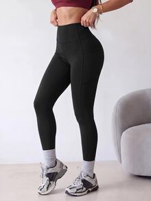 SHEIN Dewbera 1pc Women's Black Pocket Flare Pants - Black - View 3
