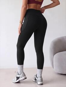 SHEIN Dewbera 1pc Women's Black Pocket Flare Pants - Black - View 4