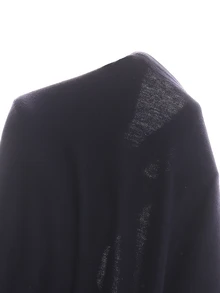 SHEIN 青少年女孩針織素色不對稱肩抽褶修身休閒洋裝 - 寶藍色 - 查看 4
