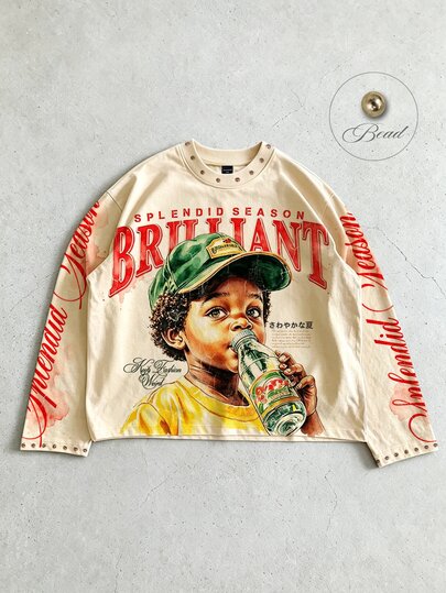 2026 Primavera/Autunno/Inverno Nuova Moda Casual Coppia Unisex Maniche Lunghe Maglietta con Stampa Grafica Design Vintage Stile Americano California Street Vacation Girocollo Top Autunnale Sottile Pullover Maglietta