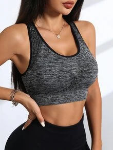 Eassivo Eassivo Women's Solid Color Simple Daily Sports Underwear - Grey - View 7