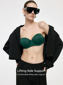 Bralution Bra Balconette Berkawat dengan Bantalan Warna Hijau Zaitun, Memberikan Dukungan Tinggi, Mengangkat dan Membentuk Belahan Dada, Tali Bahu yang Dapat Dilepas, Nyaman Dipakai - Dark Green - View 2