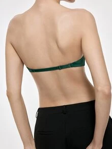 Bralution Bra Balconette Berkawat dengan Bantalan Warna Hijau Zaitun, Memberikan Dukungan Tinggi, Mengangkat dan Membentuk Belahan Dada, Tali Bahu yang Dapat Dilepas, Nyaman Dipakai - Dark Green - View 3