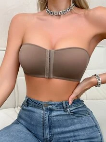 Wedaily 2pcs/Set Multicolor Women Underwear Bra, Front Closure Padded Plunge Bra - Multicolor - View 5