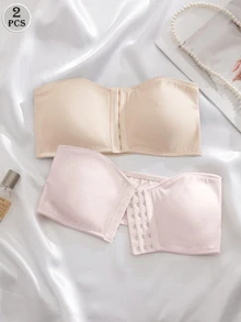 Wedaily 2pcs Wedding Series Multicolor Women Bra, Front Closure Padded Cup Bustier - Multicolor - View 7