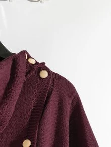 GlowEve Solid Button Front Belted Cardigan - Purple - View 7
