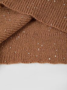 Mistrie Minimalist Sexy Style Sequin Ribbed Tube Dress, Twisted Bust, Side Ruffle Tie, Slim Fit Mini Bodycon Dress Party Club Coffee Brown Autumn - Brown - View 12