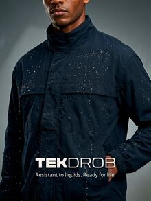 TekDrob Water Repellent Utility Anorak With Oversized Fit - Navy Blue - View 3