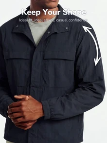 TekDrob Water Repellent Utility Anorak With Oversized Fit - Navy Blue - View 4