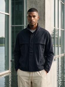 TekDrob Water Repellent Utility Anorak With Oversized Fit - Navy Blue - View 5