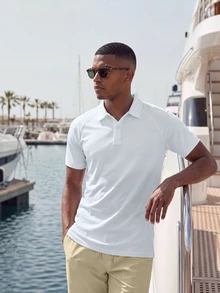 TekDrob Anti-Odor Modal Classic Raglan Polo Shirt With Side Slits - White - View 5
