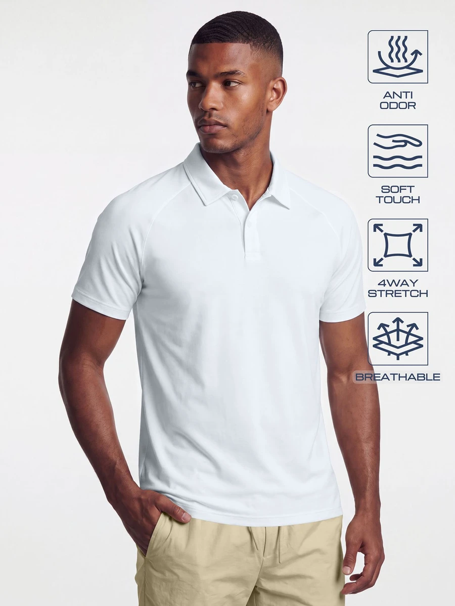 TekDrob Anti-Odor Modal Classic Raglan Polo Shirt With Side Slits - White - View 1