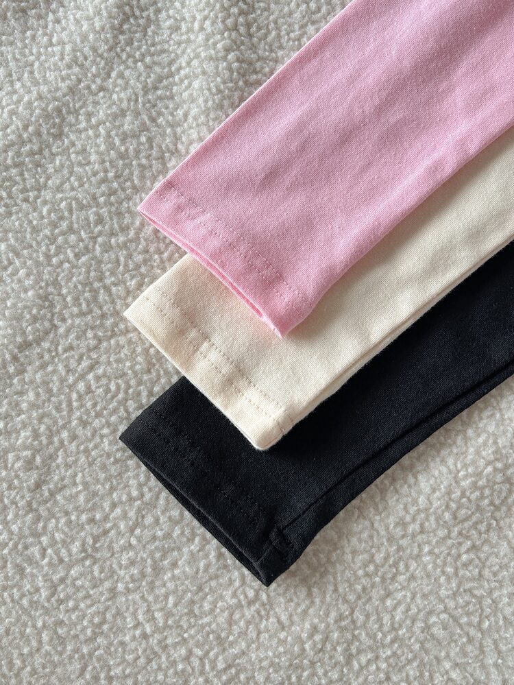 6Pcs Tween Girls Cotton Solid Color Long Sleeve Base Layer Fall Tops, Casual Bow Pattern Slim Fit T-Shirts, 3 Colors Available - Multicolor - View 8