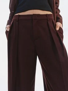 MOTF PREMIUM CELANA PANJANG GAYA PRANCIS PINGGANG RENDAH MINIMALIS SERBAGUNA DENGAN KAKI LEBAR - Burgundy - View 6