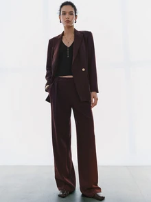 MOTF PREMIUM CELANA PANJANG GAYA PRANCIS PINGGANG RENDAH MINIMALIS SERBAGUNA DENGAN KAKI LEBAR - Burgundy - View 8