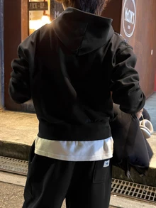 DAZY Men's Black Sweatshirt Hoodie With White Letter Print And Elastic Waist Long Pants Sweatshirt Set Fall - Black - View 2