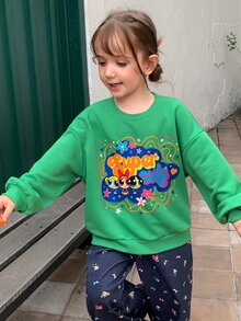 THE POWERPUFF GIRLS X DAZY Sweatshirt Musim Gugur untuk Anak Perempuan Muda - Hijau - View 2